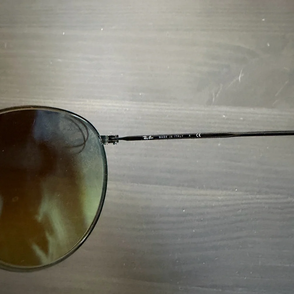 Ray-Ban Round Metal Sunglasses - Black Frame with Blue Mirror Lenses